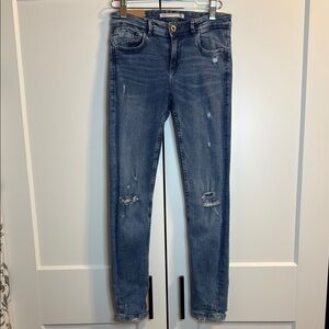 Zara Blue Women’s Skinny Jeans Distressed